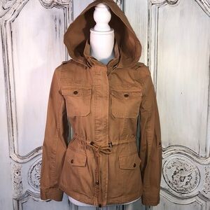 Chocolate Brown Hooded Jean Jacket